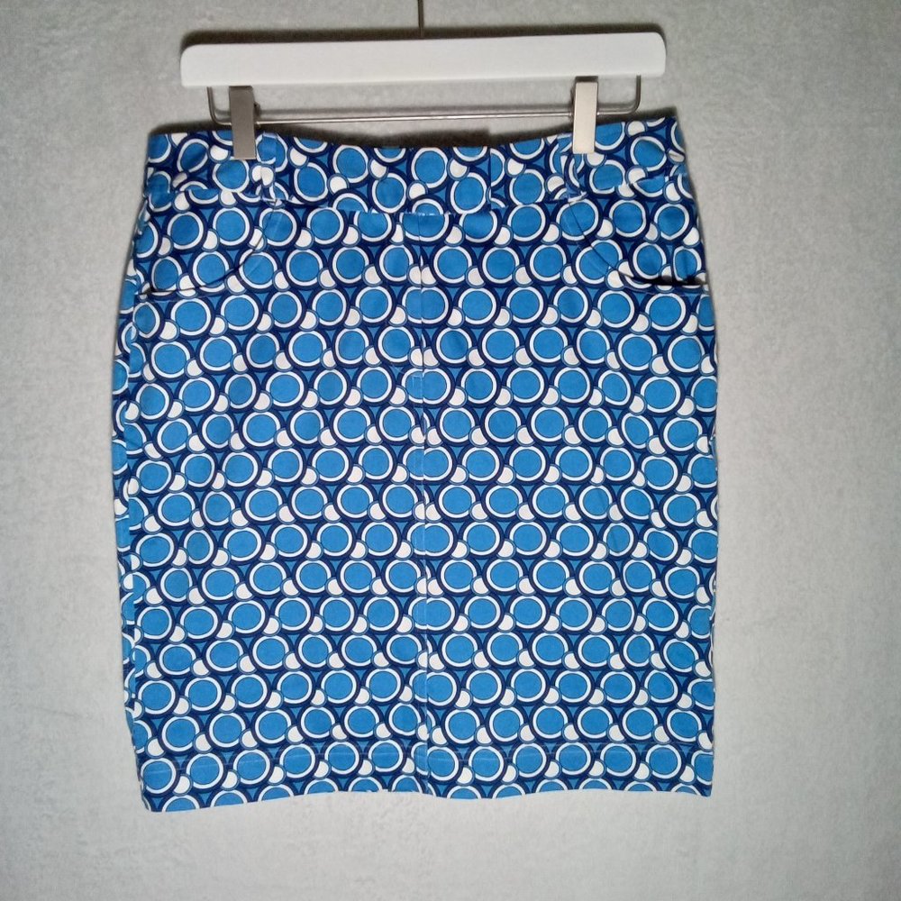 🌕Van Heusen Blue Circles Skirt,  Size 8 New With Tags